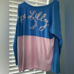 Lilly Pulitzer Long Sleeve Top XL preloved in great condition Pink Blue